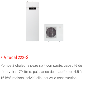 Pompe à chaleur air/eau bi-bloc avc ballon intégré Viessmann Vitocal 222-S